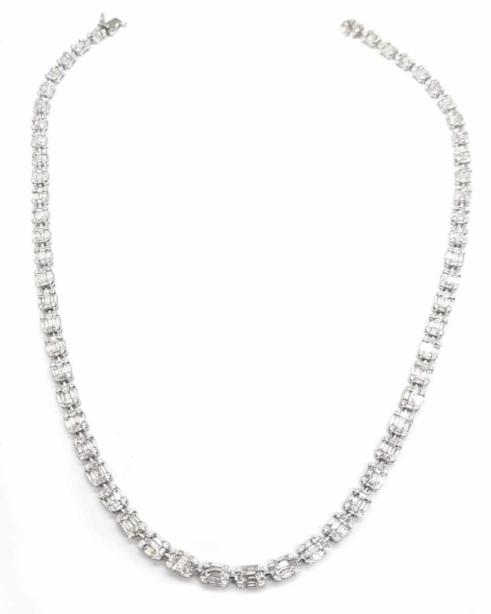 18K White Gold Diamond Tennis Necklace, 12.00tcw